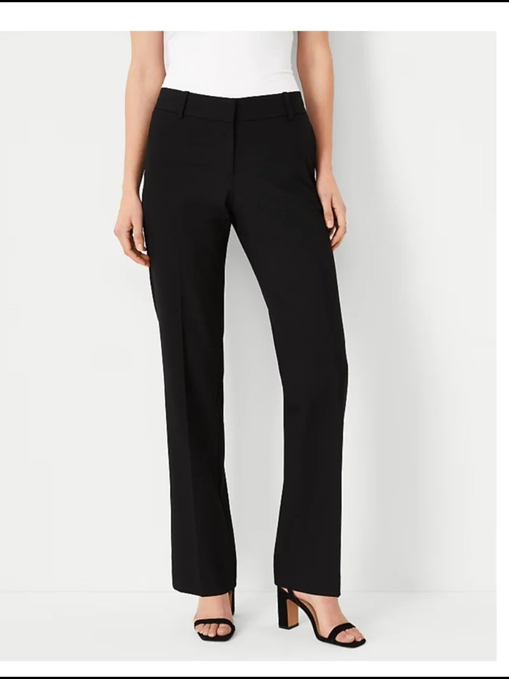 Ann Taylor Black Straight-Leg Dress Trousers 2 Petite Midrise - Picture 1 of 11
